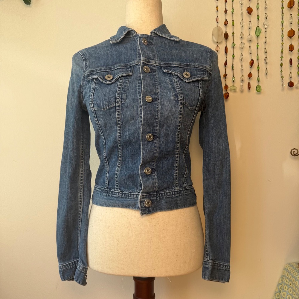 AG Adriano Goldschmied The Robyn Denim Jacket Medium Wash Blue XS Made in USA
